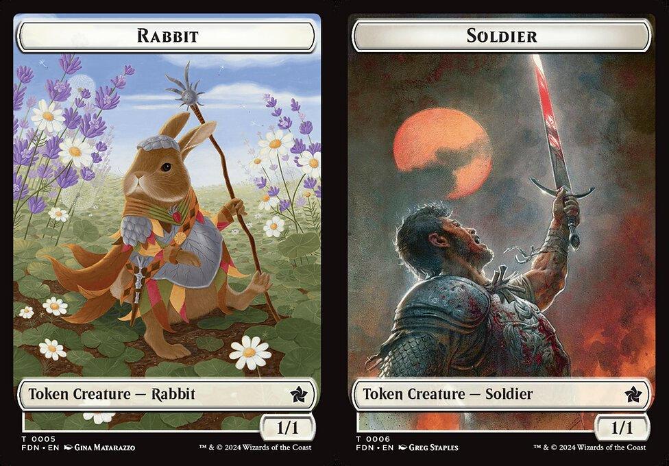 Rabbit (0005) // Soldier (0006) Double-Sided Token - Foil